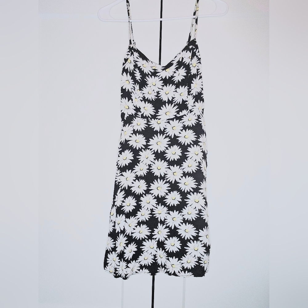 SO strappy black sundress dress with daisies size SMALL